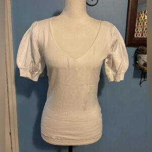 New Look, White Knit, V-Neck, Top